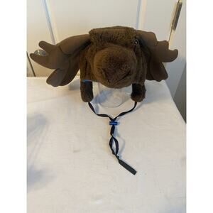 Moose Hat With Antlers Plush Funny Animal Hat Party Halloween Hat Adult No Tags